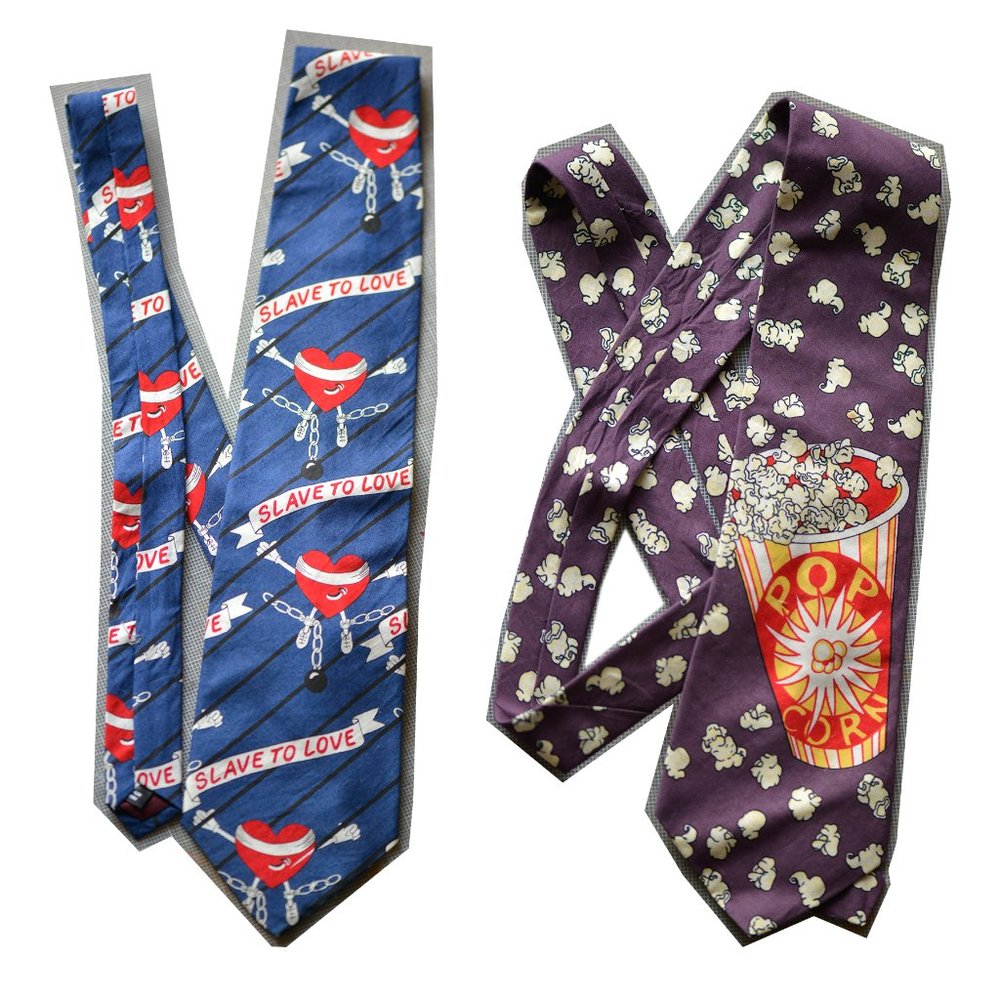 Lot: Joe Boxer "Slave to Love" Popcorn Jurassic Park Official Graphic Neckties